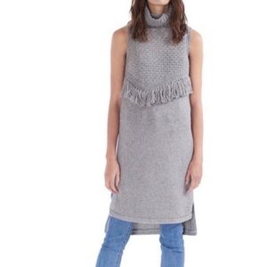 Anthropologie Nomad Morgan Carper Alpina  fringe sweater tunic dress